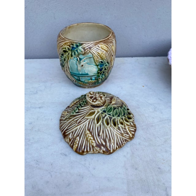 French Country 19th Century Majolica Goat Tobacco Jar Onnaing For Sale - Image 3 of 7