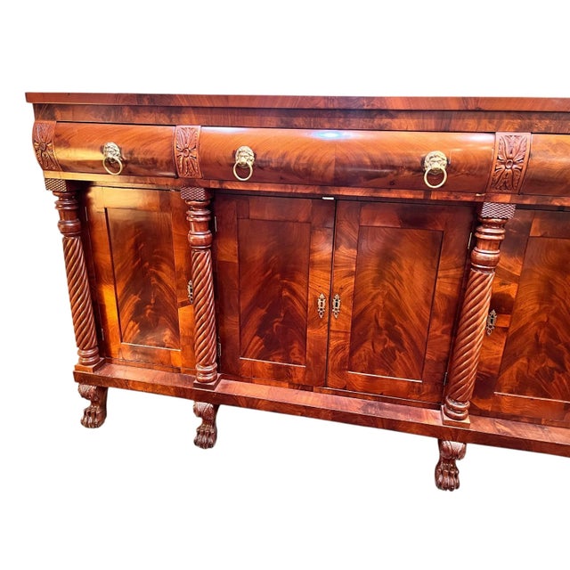 Wood 19th Century Flame Mahogany American Empire Sideboard Server For Sale - Image 7 of 12