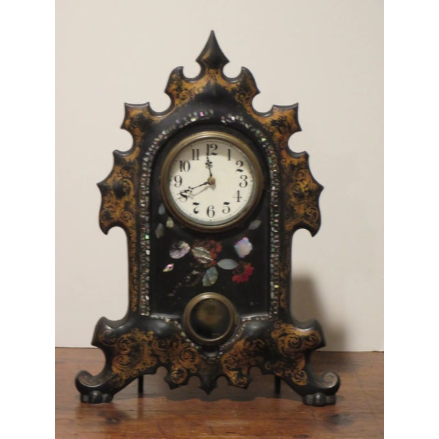 Antique Mantle Cast Iron Clock For Sale - Image 13 of 13