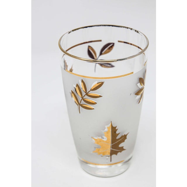 Mid-Century Modern Vintage Libbey Cocktail Glasses Set, Frosted Glass with Gold Leaf For Sale - Image 3 of 18