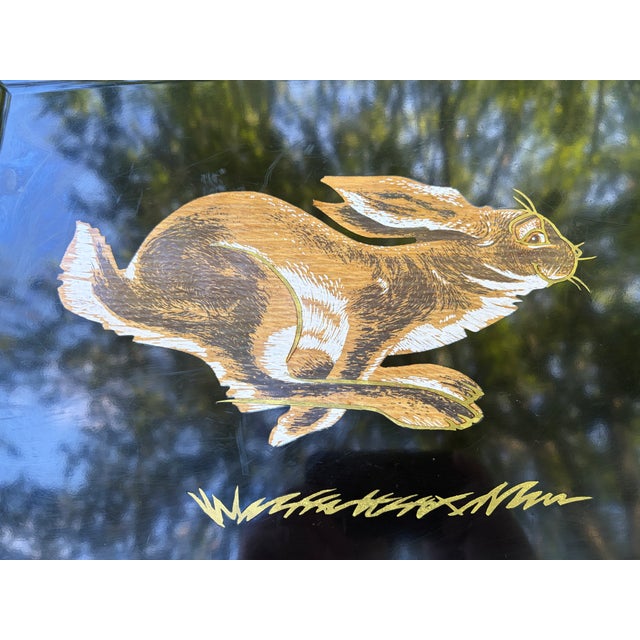 Mid-Century Modern Vintage Couroc of Monterey Smiling Rabbit Tray For Sale - Image 3 of 17