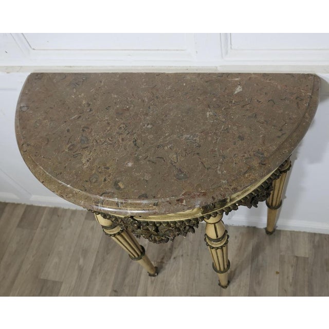 Half Moon Carved and Painted Console Table, 1890s For Sale - Image 3 of 8
