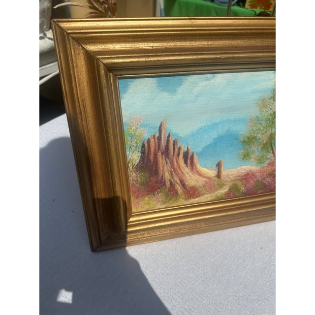 1990s Small Gold Framed Tree Stump Painting on Canvas, Signed by the Artist For Sale - Image 4 of 7