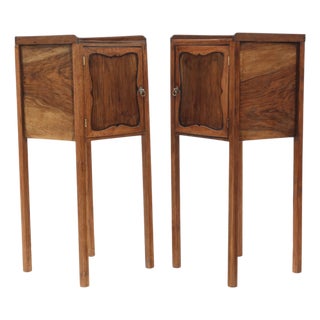 Antique 19th Century Walnut Tray-Top Nightstands, Set of 2 For Sale
