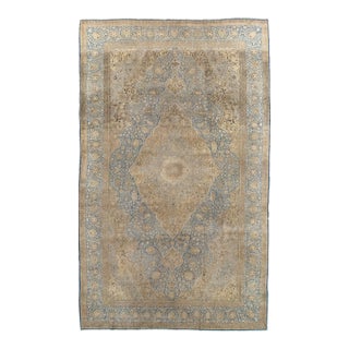 Antique Tabriz Carpet, Handmade Carpet, Light Blue, Gold and Ivory For Sale