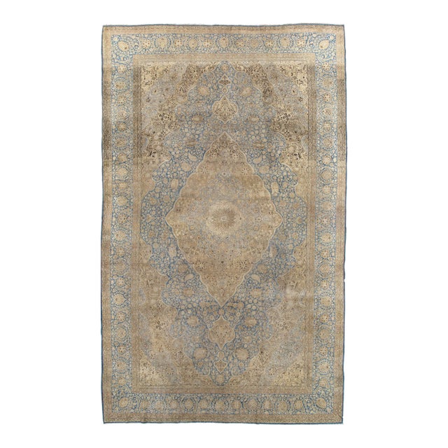 Antique Tabriz Carpet, Handmade Carpet, Light Blue, Gold and Ivory For Sale