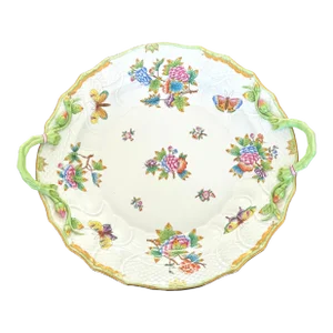 Herend Queen Victoria Chop Plate With Handles, Large Size