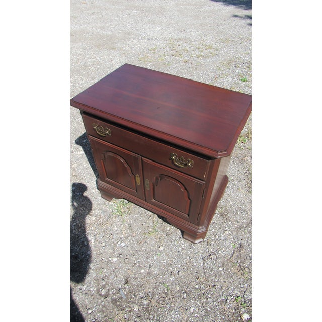 Item: Ethan Allen Nightstand Details: Cherry Traditional Design Georgian Court Signed Ethan Allen Great Carvings and...