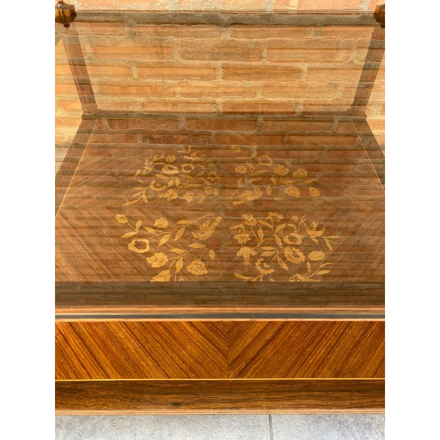 Mid Century Walnut Marquetry and Glass Side Table, Circa 1960 For Sale - Image 11 of 18
