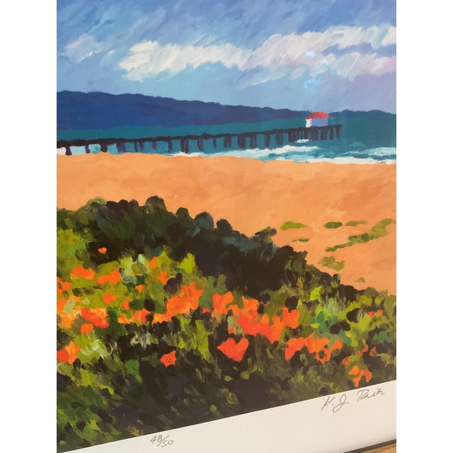 Contemporary Late 20th Century Poppies + the Pier — Limited Edition Coastal Print Numbered and Signed by Artist Ken For Sale - Image 3 of 10