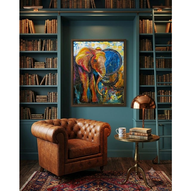 Tetyana Andriyovych Elephant Original Oil Painting Art - Animal Decor Decorative Motifs For Sale - Image 6 of 9