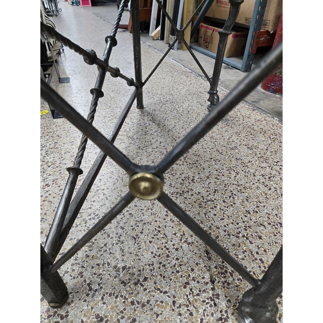 Late 20th Century Neoclassical Horsehead Wrought Iron Console Table W Cast Stone Top For Sale - Image 11 of 12
