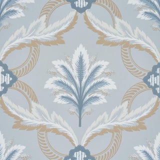 SAMPLE - Schumacher Front Waltz Wallpaper In Light Blue For Sale