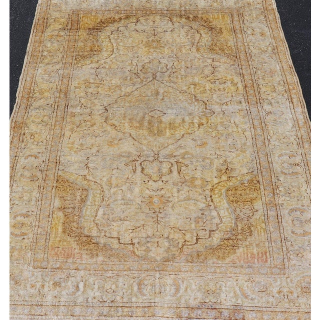 Silk Turkish Sivas Rug in Shades of Ivory, Brown and Yellow For Sale - Image 11 of 12