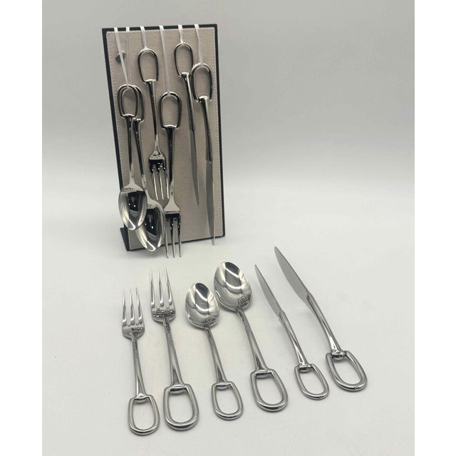 Hermès Signed Hermes Attelage 6-Piece Flatware Set - Service for 10, 62 Pieces For Sale - Image 4 of 7