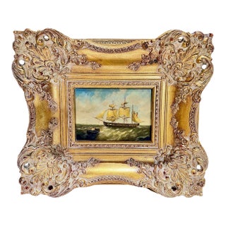Mid-Century Maritime Oil Painting by B. James For Sale