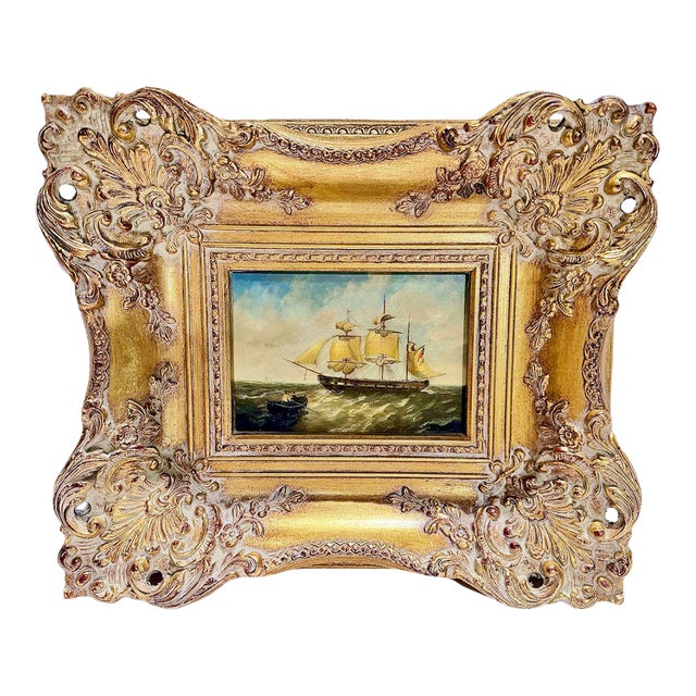 Mid-Century Maritime Oil Painting by B. James For Sale