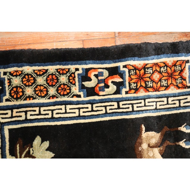 Folk Art Early 20th Century Zabihi Collection Chinese Batou Pictorial Rug - 4'4" x 6'9" For Sale - Image 3 of 10