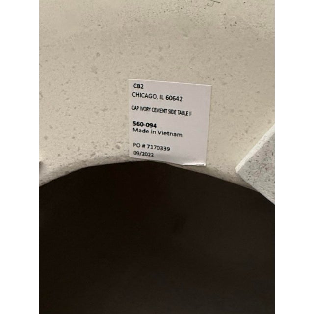 Esmerelda Estudio for Cb2 Cap Ivory Cement Side Table For Sale In San Francisco - Image 6 of 12
