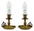 Small Brass Table Lamps with Functioning Electric Candle Holders, Set of 2 For Sale