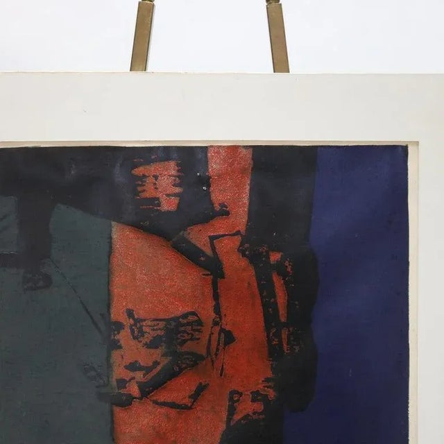 Paper 1960s Mid Century Modern Abstract Impressionist Mixed Media Print C1968, Framed For Sale - Image 7 of 9