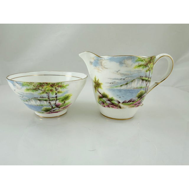 1960s Paragon Double Warrant “Cliffs of Dover” Cake Plate, Cup, Saucer, Creamer and Sugar Bowl - Set of 5 For Sale In New York - Image 6 of 9