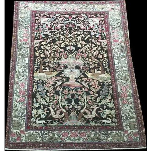 Contemporary Antique Black Ground Persian IsfahanAhmad Area Rug- 4′2″ × 6′6″ For Sale - Image 3 of 10