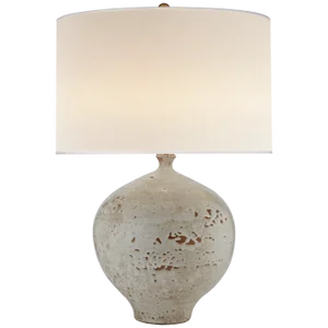 AERIN for Visual Comfort Signature Gaios Table Lamp in Pharaoh White with Linen Shade