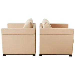 Geiger for Herman Miller Leather Cube Chairs - a Pair