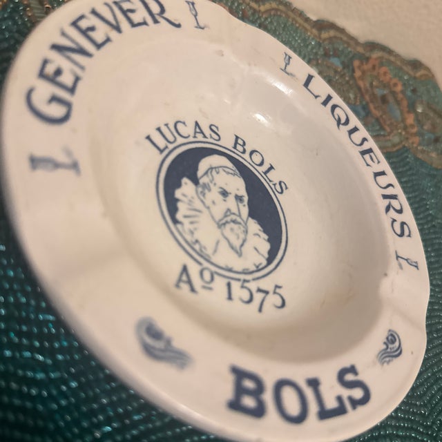 Figurative Mid-Century Dutch Blue Lucas Bols Ceramic Ashtray - Made in Holland For Sale - Image 3 of 9