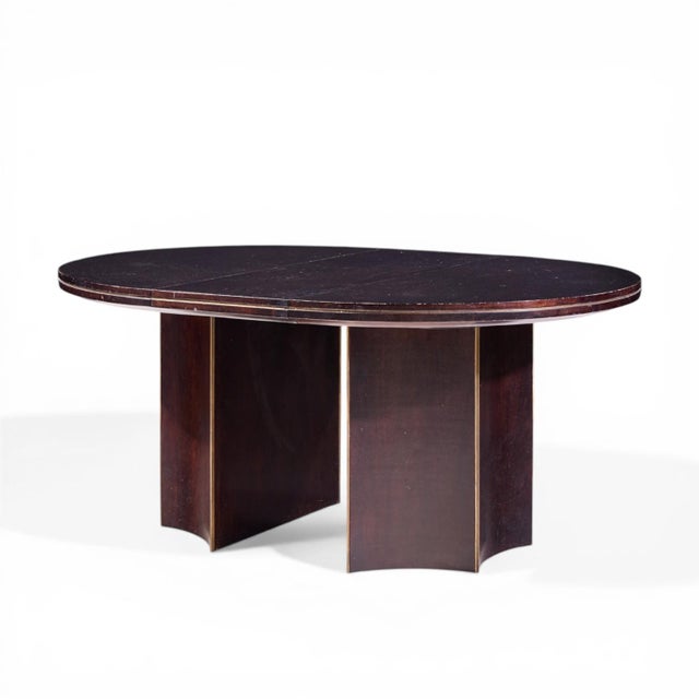 Barbara Barry for McGuire Mahogany and Brass Expanding Dining Table With 2 Leaves For Sale - Image 11 of 14