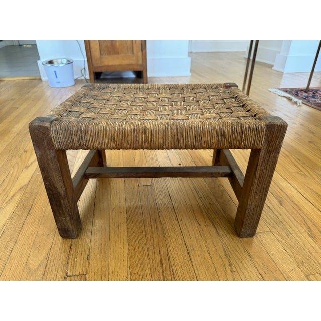 Farmhouse 1950s Vintage Ottoman Weave Stool For Sale - Image 3 of 9