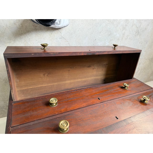 Wood Antique 19th Century Solid Mahogany Chest of Drawers With Brass Knobs For Sale - Image 7 of 12