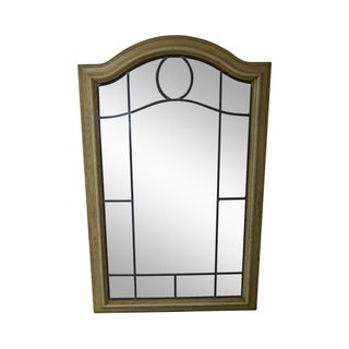 Vintage Cerused Oak Frame Leaded Glass Mirror For Sale