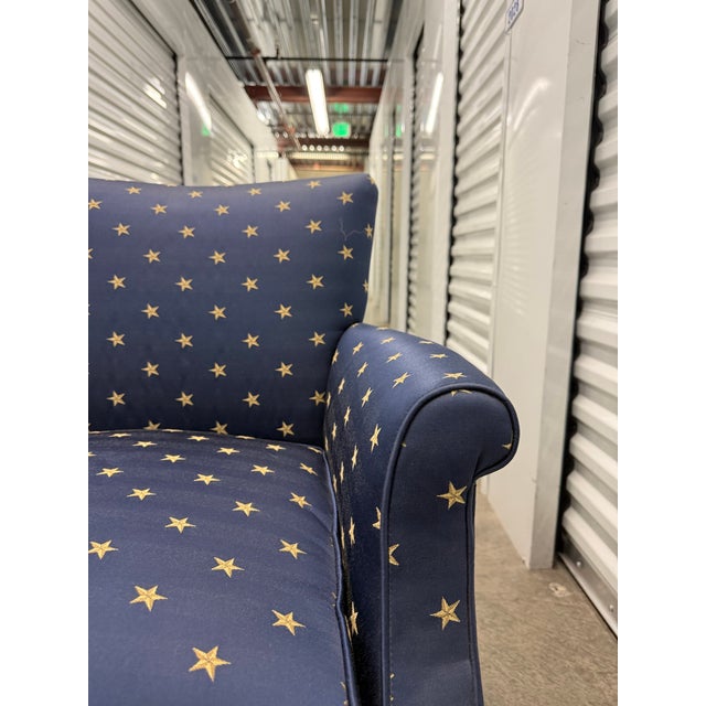 Textile Ralph Lauren Style Club Chair – Iconic Star Fabric, Designer Statement, Priced to Sell For Sale - Image 7 of 7