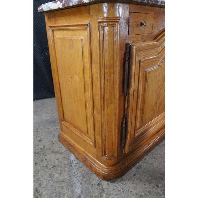 Antique 18th C. French Louis XIV Oak & Marble Hunting Buffet Commode Cabinet For Sale - Image 15 of 15
