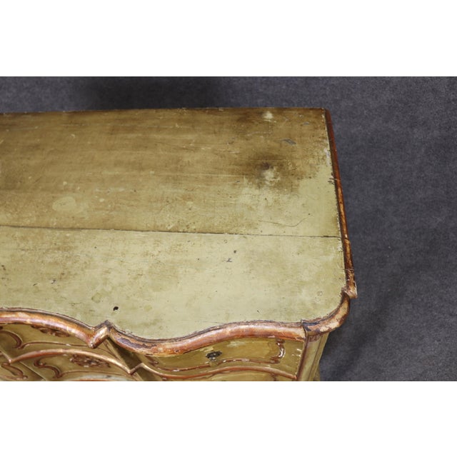 Yellow 18th C. Italian Venetian Paint Decorated 3 Drawer Commode For Sale - Image 8 of 16
