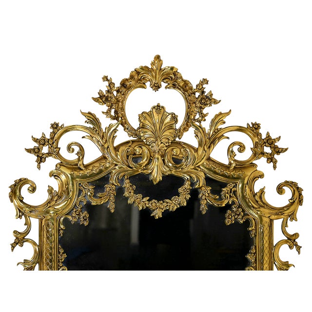 Metal Vintage French Brass Wall Mirror, 1960s For Sale - Image 7 of 9