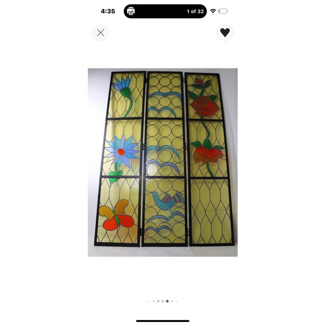 Blue 1970s Large Stained Glass Panels For Sale - Image 8 of 12