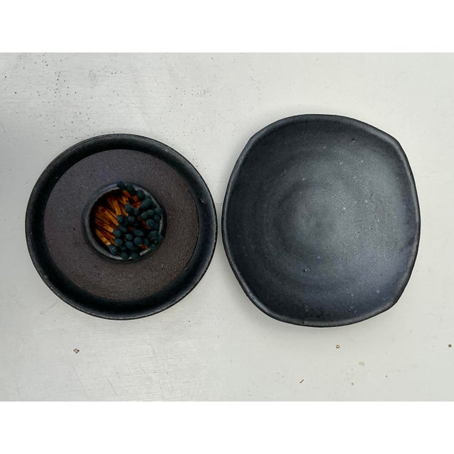 Coffee Vintage Original Studio Pottery Match Strike Set For Sale - Image 8 of 12
