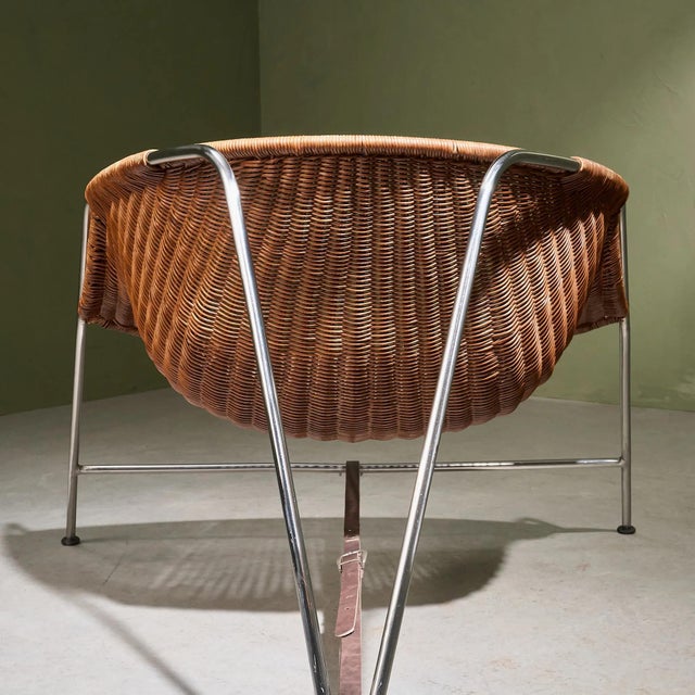 Coqueta Chair in Stainless Steel, Wicker and Leather by Pete Sans, Spain, 1980s For Sale - Image 10 of 13