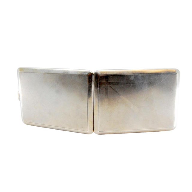 Matte Silver Cigarette Case with Crossed Bands For Sale - Image 11 of 11