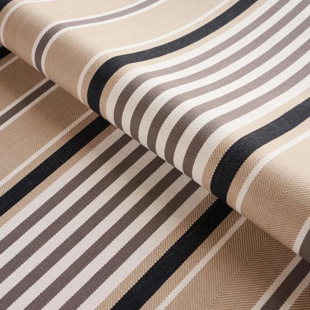 Schumacher Schumacher Minzer Cotton Stripe Fabric in Neutral For Sale - Image 4 of 4