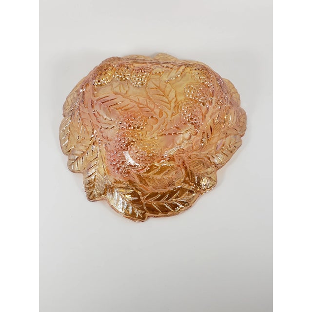 Indiana Glass Company 1970s Indiana Glass Loganberry Pattern Iridescent Marigold Embossed Bowl/Dish For Sale - Image 4 of 7