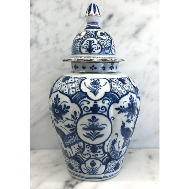 Delft Blue and White Vase With Top For Sale - Image 9 of 12