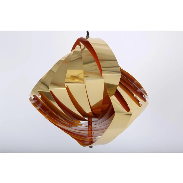 Mussel Shell Lamp with Lamellae in Brass by Louis Weisdorf for Lyfa, 1960s For Sale - Image 6 of 6