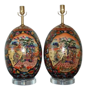 Vintage Porcelain Egg Table Lamps
