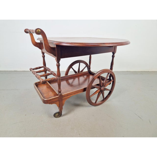 Vintage Spindle Bar Cart Wood Trolley 1970 France Side Table Eclectic style Vintage wooden bar cart, drinks trolley, on...