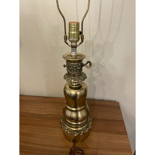 Vintage Mid 20th Century Ornate Brass Lamp For Sale In Denver - Image 6 of 7