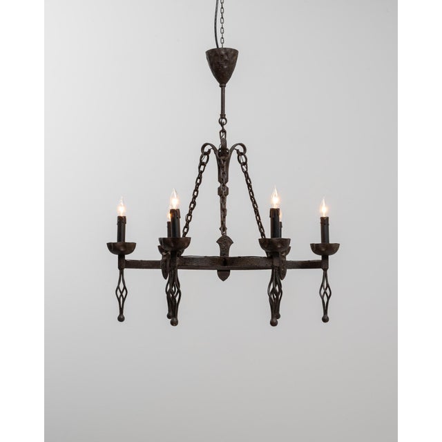 20th Century French Gothic Revival Wrought Iron Chandelier For Sale - Image 13 of 18